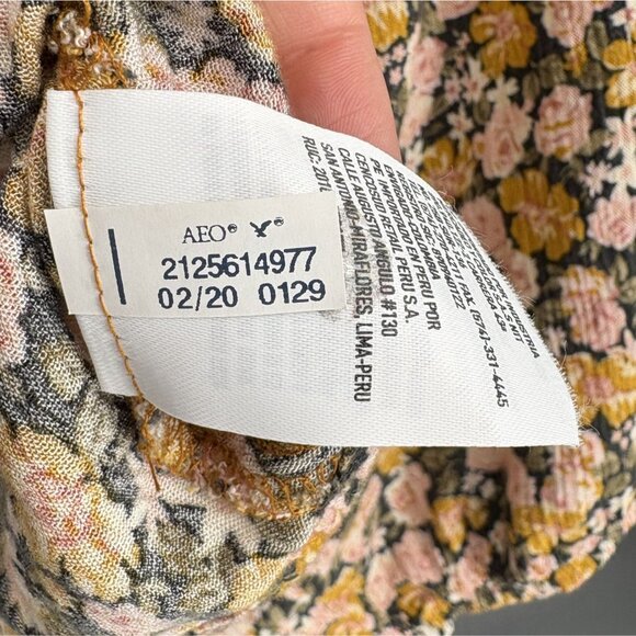 American Eagle Women's Off-Shoulder Floral Bohemian Blouse XXL Yellow Cropped - Picture 6 of 9